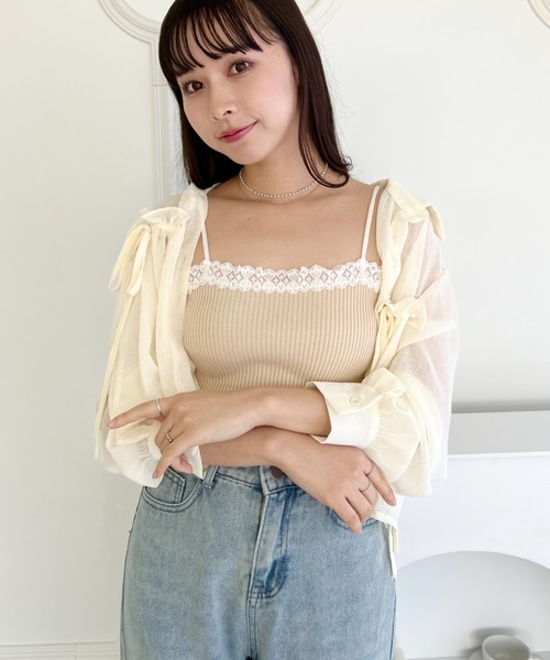 Loueme(ルエム)の「レースリブキャミソール(キャミソール・レディース・ピンク/ブラック/ホワイト/アイボリー・FREE)」の20枚目の写真