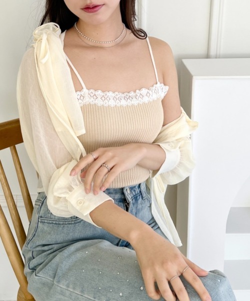 Loueme(ルエム)の「レースリブキャミソール(キャミソール・レディース・ピンク/ブラック/ホワイト/アイボリー・FREE)」の19枚目の写真