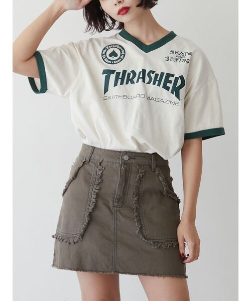 THRASHER（スラッシャー）の「【別注】THRASHER ゲームTシャツ（Tシャツ/カットソー・レディース・ブラック/アイボリー/レッド・MEDIUM）」の15枚目の写真