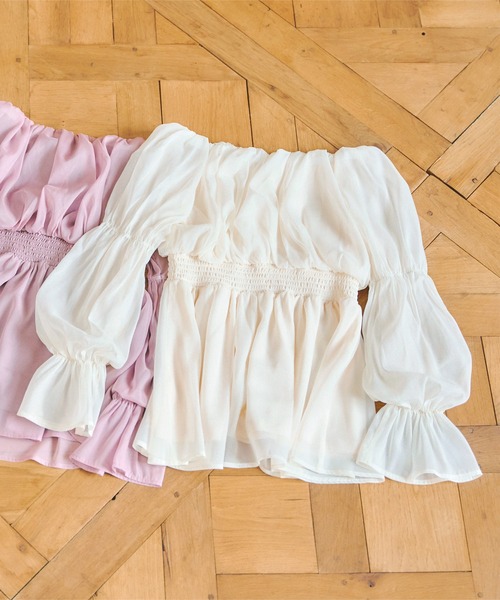 KOBE LETTUCE（コウベレタス）の「ラメシアーオフショルブラウス（シャツ/ブラウス・レディース・ブラック/ピンク/アイボリー・M）」の11枚目の写真