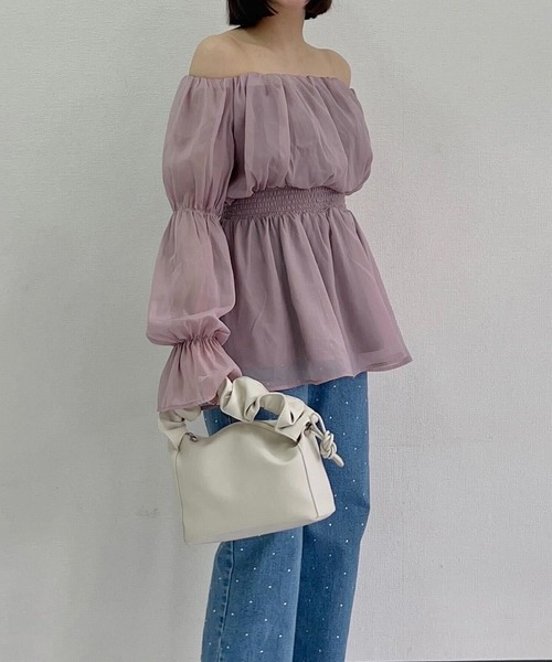 KOBE LETTUCE（コウベレタス）の「ラメシアーオフショルブラウス（シャツ/ブラウス・レディース・ブラック/ピンク/アイボリー・M）」の18枚目の写真