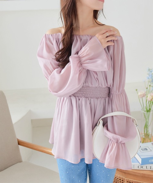 KOBE LETTUCE（コウベレタス）の「ラメシアーオフショルブラウス（シャツ/ブラウス・レディース・ブラック/ピンク/アイボリー・M）」の14枚目の写真