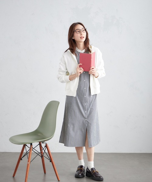 Petit Honfleur（プチオンフルール）の「ストライプロングシャツワンピース（シャツワンピース・レディース・ブラック/ブルー・9号/11号）」の17枚目の写真