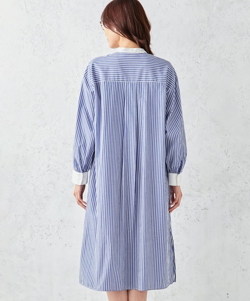 Petit Honfleur（プチオンフルール）の「ストライプロングシャツワンピース（シャツワンピース・レディース・ブラック/ブルー・9号/11号）」の8枚目の写真