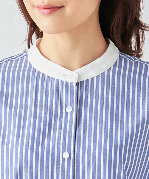 Petit Honfleur（プチオンフルール）の「ストライプロングシャツワンピース（シャツワンピース・レディース・ブラック/ブルー・9号/11号）」の9枚目の写真