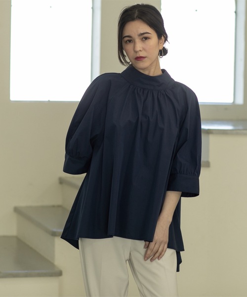OPAQUE.CLIP（オペークドットクリップ）の「◆スタンドカラーチュニックフレアブラウス【洗濯機洗い可】（シャツ/ブラウス・レディース・ネイビー/ブラック/オフホワイト・00）」の14枚目の写真