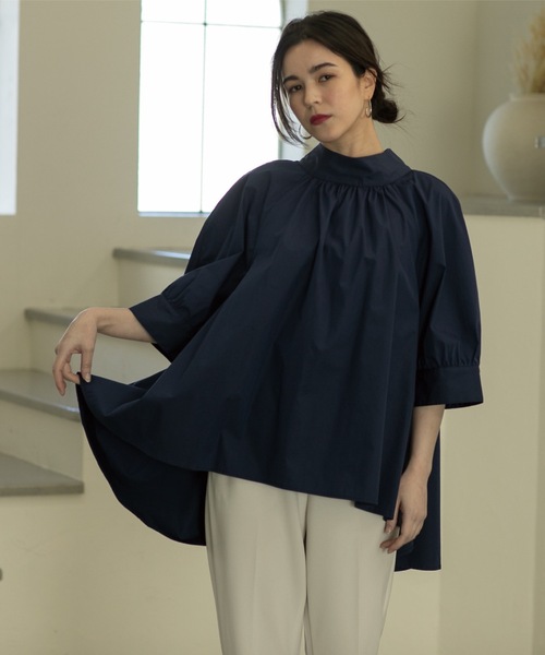 OPAQUE.CLIP（オペークドットクリップ）の「◆スタンドカラーチュニックフレアブラウス【洗濯機洗い可】（シャツ/ブラウス・レディース・ネイビー/ブラック/オフホワイト・00）」の15枚目の写真