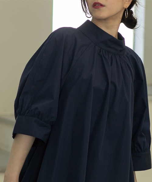 OPAQUE.CLIP（オペークドットクリップ）の「◆スタンドカラーチュニックフレアブラウス【洗濯機洗い可】（シャツ/ブラウス・レディース・ネイビー/ブラック/オフホワイト・00）」の16枚目の写真