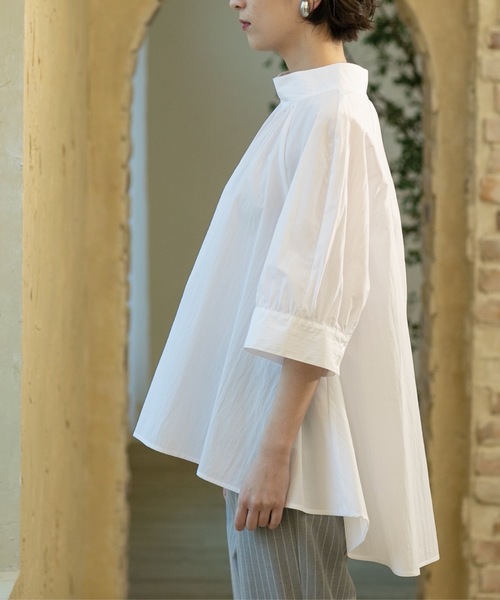 OPAQUE.CLIP（オペークドットクリップ）の「◆スタンドカラーチュニックフレアブラウス【洗濯機洗い可】（シャツ/ブラウス・レディース・ネイビー/ブラック/オフホワイト・00）」の9枚目の写真