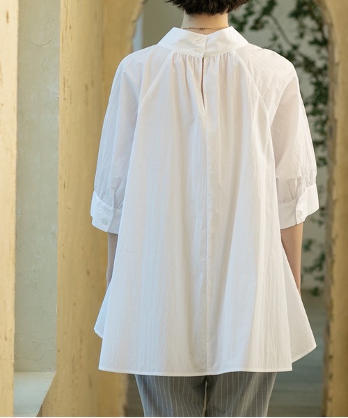 OPAQUE.CLIP（オペークドットクリップ）の「◆スタンドカラーチュニックフレアブラウス【洗濯機洗い可】（シャツ/ブラウス・レディース・ネイビー/ブラック/オフホワイト・00）」の10枚目の写真