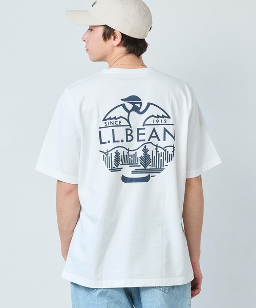 L.L.Bean(エルエルビーン)の「ケアフリー・アンシュリンカブル・ティ、半袖ポケット付き グラフィック ジャパン・フィット(Tシャツ/カットソー・メンズ・ヘザーグレー/アイボリー/グリーン/ネイビー/ライトブルー/グレー/ネイビー系/ホワイト・SMALL/MEDIUM/LARGE/X-LARGE/XX-LARGE)」の1枚目の写真