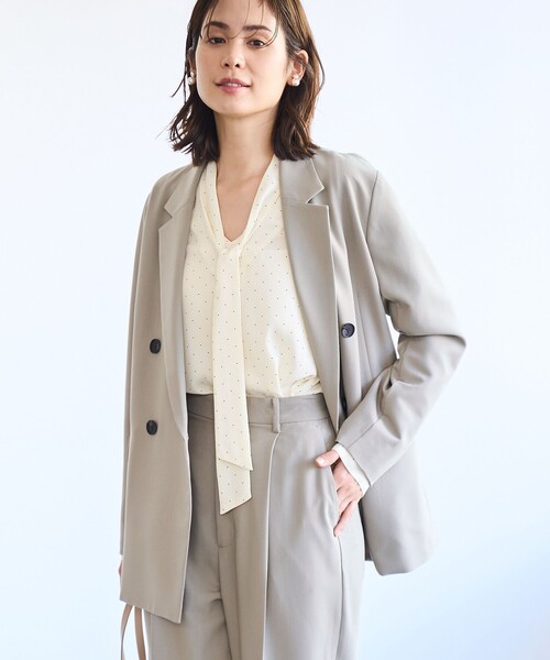 coen（コーエン）の「【RONEL】ダブルブレストストレッチテーラードジャケット(セットアップ対応可能)（テーラードジャケット・レディース・オリーブ/ネイビー・M/S）」の21枚目の写真