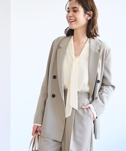 coen（コーエン）の「【RONEL】ダブルブレストストレッチテーラードジャケット(セットアップ対応可能)（テーラードジャケット・レディース・オリーブ/ネイビー・M/S）」の22枚目の写真