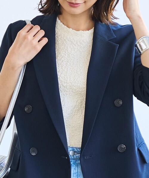 coen（コーエン）の「【RONEL】ダブルブレストストレッチテーラードジャケット(セットアップ対応可能)（テーラードジャケット・レディース・オリーブ/ネイビー・M/S）」の9枚目の写真