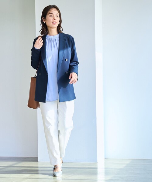 coen（コーエン）の「【RONEL】ダブルブレストストレッチテーラードジャケット(セットアップ対応可能)（テーラードジャケット・レディース・オリーブ/ネイビー・M/S）」の15枚目の写真