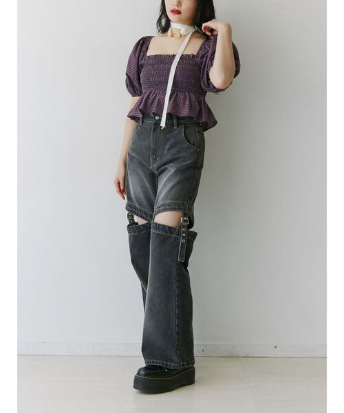 jouetie（ジュエティ）の「シャーリング2WAYブラウス（シャツ/ブラウス・レディース・オフホワイト/ブラック/ピンク/グリーン・MEDIUM）」の7枚目の写真