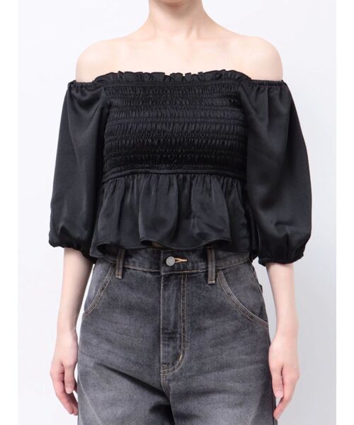 jouetie（ジュエティ）の「シャーリング2WAYブラウス（シャツ/ブラウス・レディース・オフホワイト/ブラック/ピンク/グリーン・MEDIUM）」の9枚目の写真