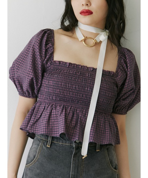 jouetie（ジュエティ）の「シャーリング2WAYブラウス（シャツ/ブラウス・レディース・オフホワイト/ブラック/ピンク/グリーン・MEDIUM）」の4枚目の写真