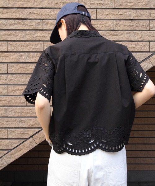 THE SHINZONE/シンゾーン　オープンカラーローンシャツ　ブラック THE SHINZONE ブラウス シャツ SHINZONE/シンゾーン オープン