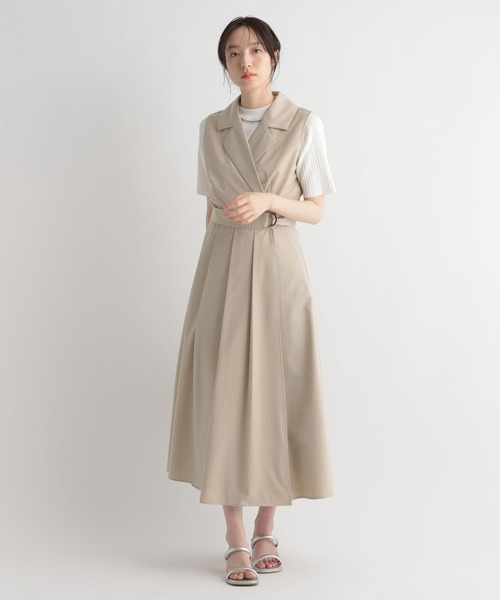 Andemiu(アンデミュウ)の「カシュクールジレワンピース112746(ワンピース・レディース・ベージュ/カーキ/ブルー・FREE)」の4枚目の写真