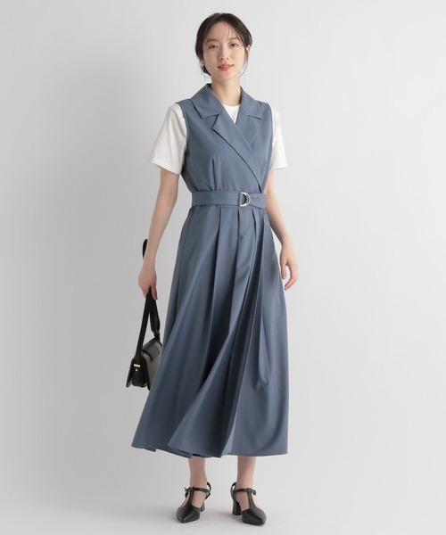 Andemiu(アンデミュウ)の「カシュクールジレワンピース112746(ワンピース・レディース・ベージュ/カーキ/ブルー・FREE)」の9枚目の写真