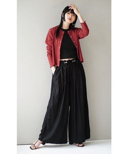 zootie（ズーティー）の「汗しみない リブカットソー［2WAYスナップカーディガン］（Tシャツ/カットソー・レディース・ネイビー/モカ/ベージュ/レッド/ブラック・L/M）」の6枚目の写真