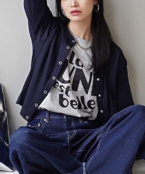 zootie（ズーティー）の「汗しみない リブカットソー［2WAYスナップカーディガン］（Tシャツ/カットソー・レディース・ネイビー/モカ/ベージュ/レッド/ブラック・L/M）」の13枚目の写真