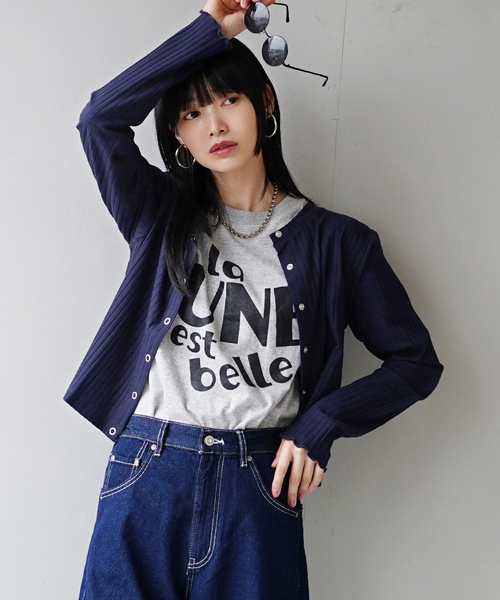 zootie（ズーティー）の「汗しみない リブカットソー［2WAYスナップカーディガン］（Tシャツ/カットソー・レディース・ネイビー/モカ/ベージュ/レッド/ブラック・L/M）」の14枚目の写真