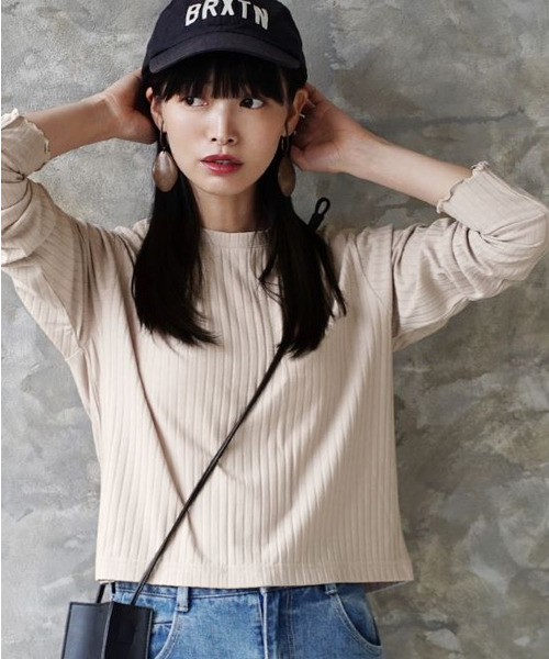 zootie（ズーティー）の「汗しみない リブカットソー［2WAYスナップカーディガン］（Tシャツ/カットソー・レディース・ネイビー/モカ/ベージュ/レッド/ブラック・L/M）」の16枚目の写真