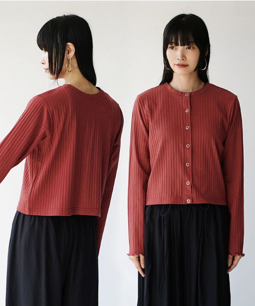 zootie（ズーティー）の「汗しみない リブカットソー［2WAYスナップカーディガン］（Tシャツ/カットソー・レディース・ネイビー/モカ/ベージュ/レッド/ブラック・L/M）」の18枚目の写真