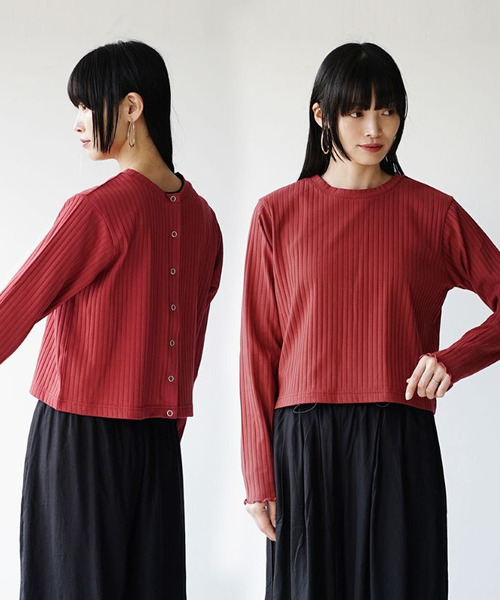 zootie（ズーティー）の「汗しみない リブカットソー［2WAYスナップカーディガン］（Tシャツ/カットソー・レディース・ネイビー/モカ/ベージュ/レッド/ブラック・L/M）」の19枚目の写真
