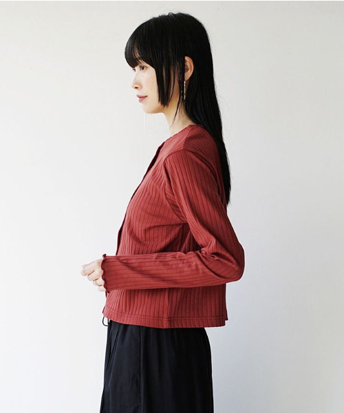 zootie（ズーティー）の「汗しみない リブカットソー［2WAYスナップカーディガン］（Tシャツ/カットソー・レディース・ネイビー/モカ/ベージュ/レッド/ブラック・L/M）」の20枚目の写真