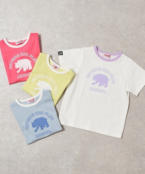 minimal(ミニマル)の「【撥水】ミニマルベアプリントTシャツ(Tシャツ/カットソー・キッズ・ベビーピンク/サックスブルー/ホワイト/ライム・100cm/110cm/120cm/130cm/140cm)」の6枚目の写真