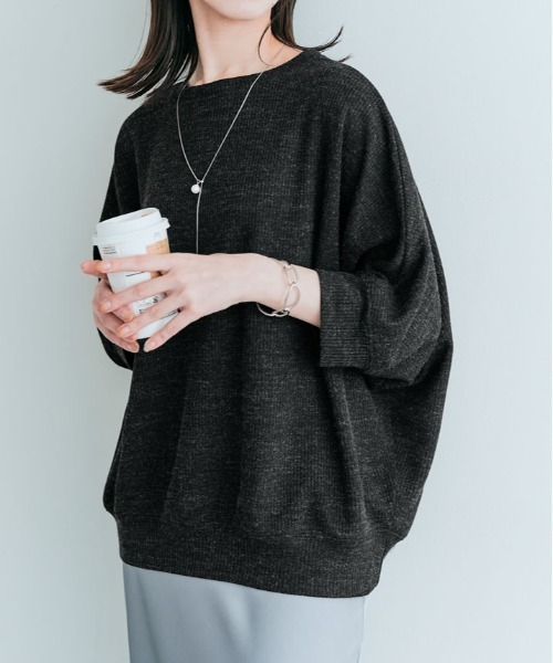 kirakiraShop（キラキラショップ）の「コットン ストレッチ ドルマン トップス（Tシャツ/カットソー・レディース・ブラック系/ホワイト/ライトグレー/アイボリー/ブルー系その他/グリーン系その他/ピンク系その他・FREE）」の2枚目の写真
