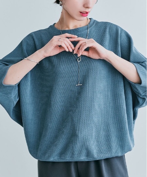 kirakiraShop（キラキラショップ）の「コットン ストレッチ ドルマン トップス（Tシャツ/カットソー・レディース・ブラック系/ホワイト/ライトグレー/アイボリー/ブルー系その他/グリーン系その他/ピンク系その他・FREE）」の6枚目の写真