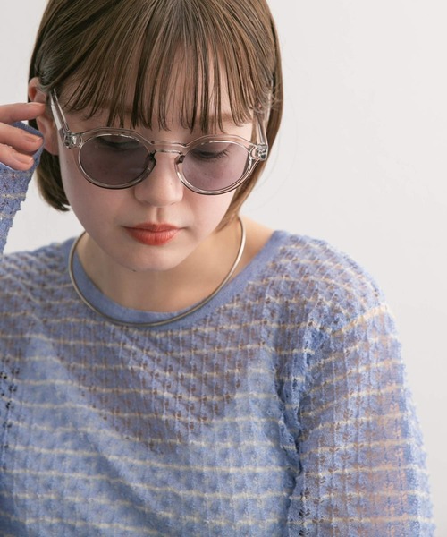 KBF（ケイビーエフ）の「ボストンフレームサングラス（メガネ・レディース・ブルー/クリア/グリーン・ONE）」の9枚目の写真