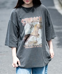 【i】ピグメント加工 ヴィンテージプリント ビッグTシャツ