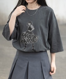 【i】ピグメント加工 ヴィンテージプリント ビッグTシャツ