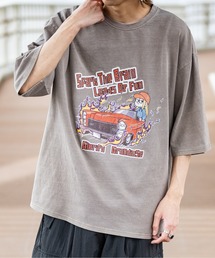 【i】ピグメント加工 ヴィンテージプリント ビッグTシャツ