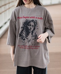 【i】ピグメント加工 ヴィンテージプリント ビッグTシャツ