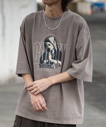 【i】ピグメント加工 ヴィンテージプリント ビッグTシャツ
