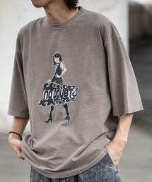 【i】ピグメント加工 ヴィンテージプリント ビッグTシャツ