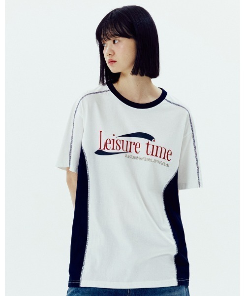 AMESWORLDWIDE（アメスワールドワイド）の「A'GEM/9 × .kom 『AMESWORLDWIDE/アメスワールドワイド』 LEISURE TIME TEE/レジャータイムTシャツ（Tシャツ/カットソー・メンズ・ブラック/ホワイト/チャコールグレー/ブルー/グリーン・S/M/L）」の2枚目の写真