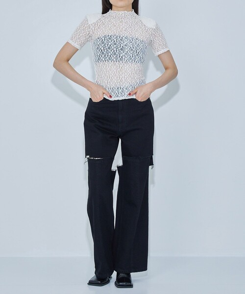 kotohayokozawa（コトハヨコザワ）の「【kotohayokozawa/コトハヨコザワ】《STUDIOUS別注》カットアウトデニムパンツ（デニムパンツ・レディース・ブラック・S/M）」の7枚目の写真