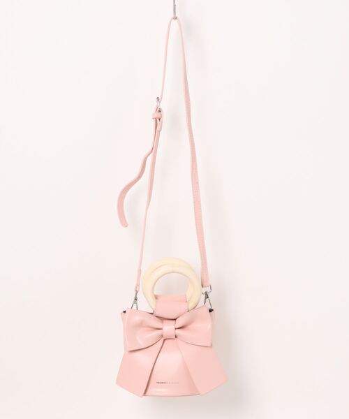 ビッグリボン ウッド リングハンドル 2WAY ショルダーバッグ