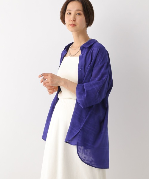 LEPSIM（レプシィム）の「シアーチェックシャツ　111925（シャツ/ブラウス・レディース・ブラック/オフホワイト/ブルー・FREE）」の3枚目の写真