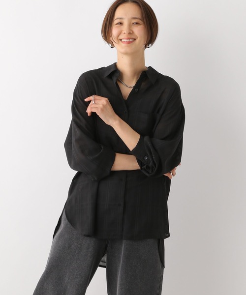 LEPSIM（レプシィム）の「シアーチェックシャツ　111925（シャツ/ブラウス・レディース・ブラック/オフホワイト/ブルー・FREE）」の2枚目の写真