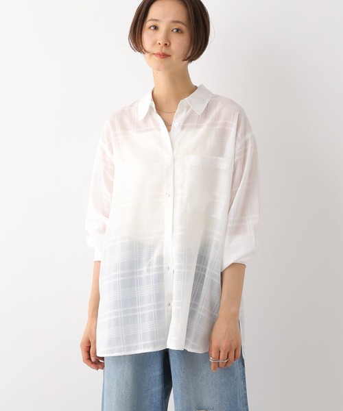 LEPSIM（レプシィム）の「シアーチェックシャツ　111925（シャツ/ブラウス・レディース・ブラック/オフホワイト/ブルー・FREE）」の4枚目の写真
