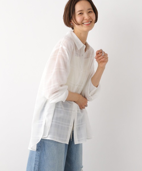 LEPSIM（レプシィム）の「シアーチェックシャツ　111925（シャツ/ブラウス・レディース・ブラック/オフホワイト/ブルー・FREE）」の6枚目の写真