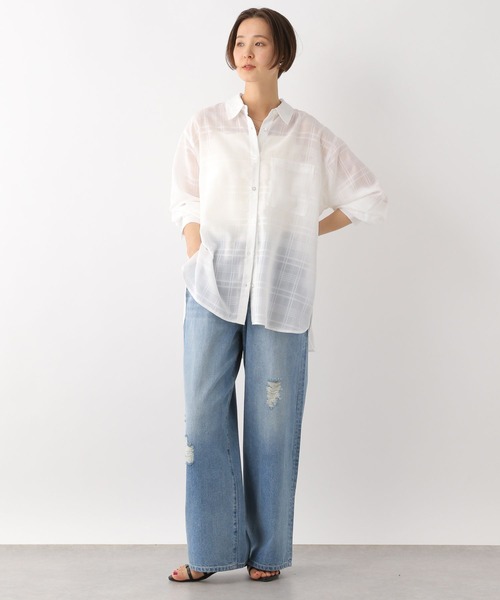 LEPSIM（レプシィム）の「シアーチェックシャツ　111925（シャツ/ブラウス・レディース・ブラック/オフホワイト/ブルー・FREE）」の8枚目の写真